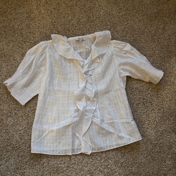 NWOT Madewell ruffle puff sleeve peplum top - Picture 2 of 4